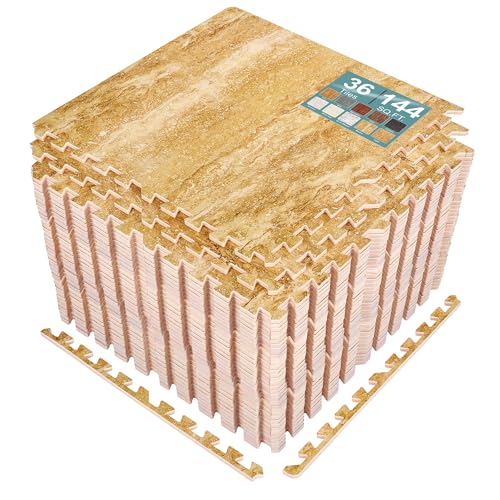 Sorbus 144 Sq. Ft. Wood Grain Floor Tiles Foam Mat