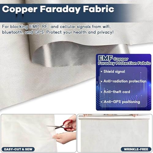 image for AuMarndi Military-Grade Faraday Fabric 5G EMF Protection Copper Shield