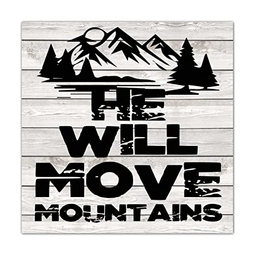 Plaque en bois He Will Move Mountains message inspirant spirituel