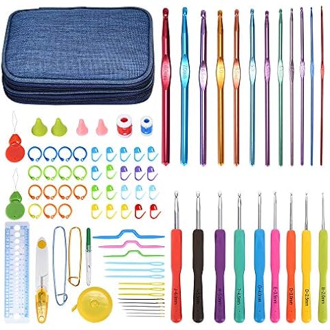 Crochet Hook Set, NuLink 85-Pieces Ergonomic Handle Crochet Weave Yarn Knitting Needles Kit with Case Holders for Beginners, Experienced Arthritic Hands Cover