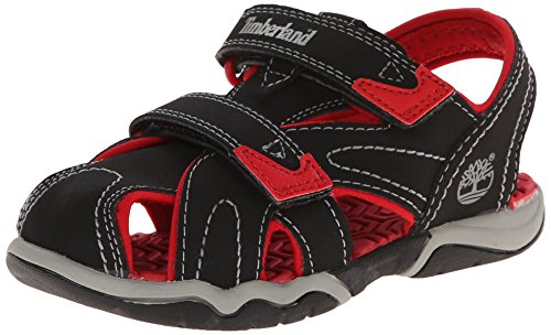 Timberland Adventure Seeker Closed Toe T Dress Sandal (Toddler/Little Kid),Black/Red,4 M US Toddler