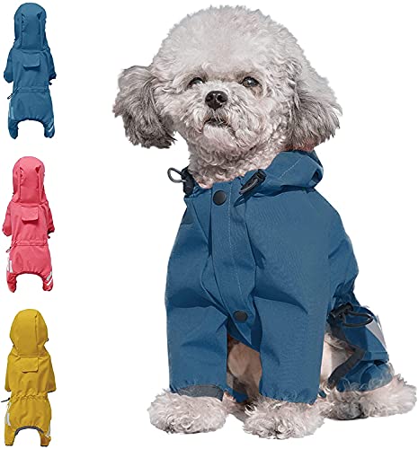 Waterproof Puppy Dog Raincoats with Hood for Small Medium Dogsponcho with Reflective Strap Lightweight Jacket with Leash Holem Blue  Cucciolini Doodles Waterproof puppy dog raincoats with hood for small medium dogsponcho with reflective strap lightweight jacket with leash holem blue   cucciolini doodles
