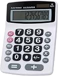 Lily's Home Jumbo 12-Digit Desktop Calculator, Solar & Battery Dual Power, Large LCD Display & Big Buttons, Tilted Easy-to-Read Screen, for Home, Office, School and Business Use-Ivory with Pen Holder