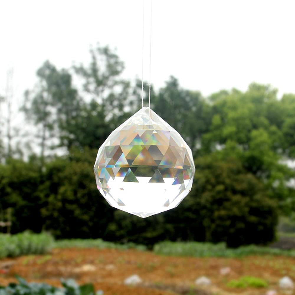 QJZM 5/6/7/8/10cm Kristall Facettierte Kugel Suncatcher Kronleuchter Prisma Lampe Perlen Teil Hängende Anhänger Home Wedding Decor Ornament Craft-60mm_White
