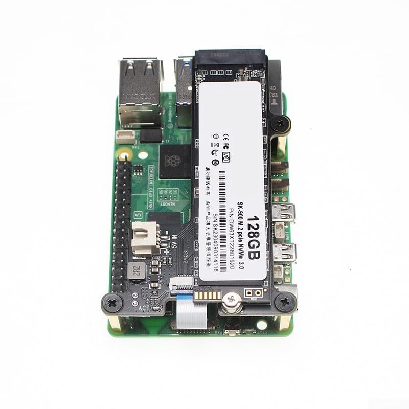 Scheda di espansione, per Raspberry Pi 5 X1001 per M.2 NVMe SSD schede di espansione 8 x 6 x 3 cm in lega (X1001 + ventola + 128 GB)