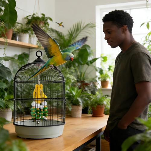 Soin du bec pour oiseaux grâce au jouet banane interactif en bois - 4