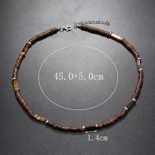 Handmade Wooden Beads Choker Necklace for Men Women Bohemian Coconut Beaded Surfer Necklace Hawaiian Summer Beach Jewelry3