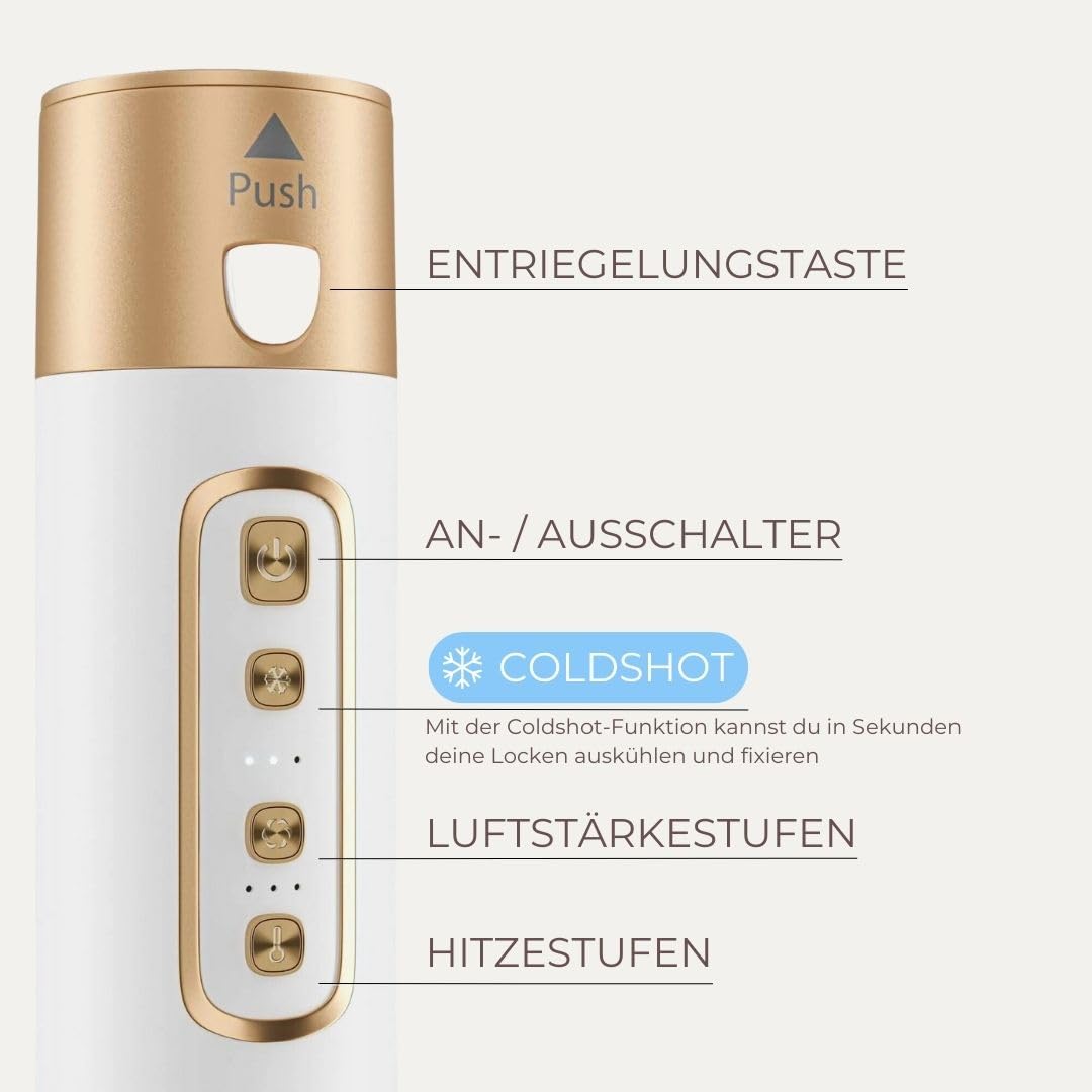 Omnial |Omniair Pro| 5in1 Haarstyler, Stylingset mit 5 Aufsätzen. Optimale Nutzung durch 3 Temperaturstufen und 3 Luftstärken | Coldshot-Funktion für einen längeren Halt | Geeignet für alle Haartypen