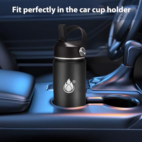 Image of Insulated Water Bottle 40 oz with Straw, Stainless Steel Wide Mouth Water Bottle, Double Wall Vacuum Leak Proof with Straw Lid & Spout Lid for Sports or Office, Keep Cold or Hot Up to 24 Hrs