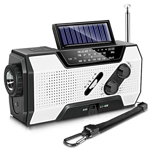 Emergency Radio, Solar Hand Crank AM/FM/NOAA Weather Radio for Household and Outdoor Emergency, with LED Flashlight, Reading Lamp, 2000mAh Power Bank USB Charger and SOS Alarm White