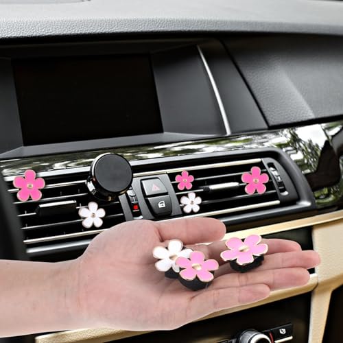 Image of 8 Pcs Car Air Vent Clips Daisy Flower Air Conditioning Outlet Clip Cute Car Air Freshener Clip with 8 Pcs DIY Unscented Fragrance Pads Daisy Car Decor Car Interior Decorations Refillable Car Diffuser