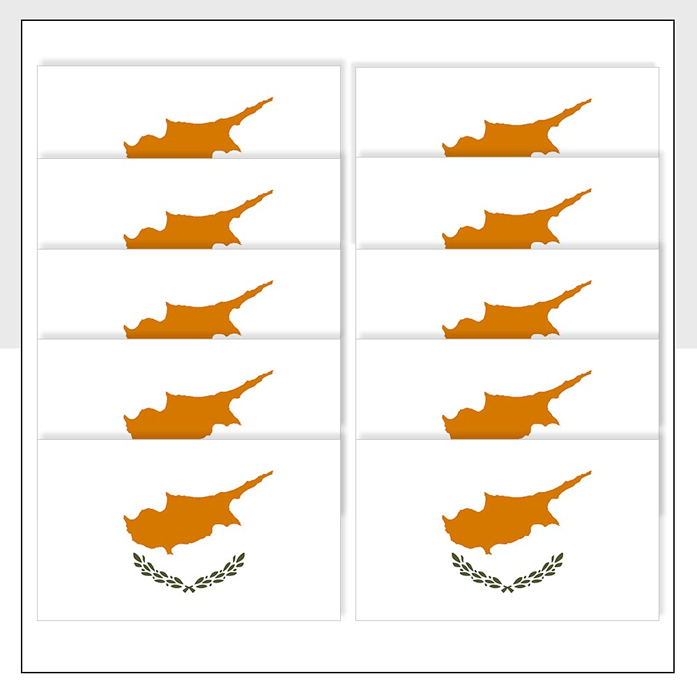 Cyprus Flag Laptop Sticker Pack of 10 (25 x 15mm) Waterproof CYP Labels for Bike Ipad Fridge Helmet Packwith® #P1052