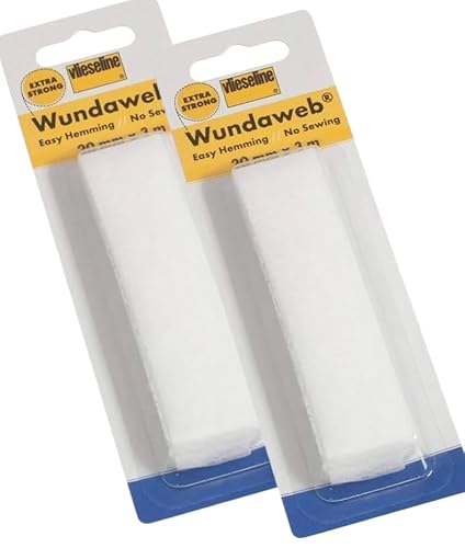 SewBox Wonderweb Wundaweb Extra Strong Hem, Iron On Fusible Fabric Tape No Sewing - 3 Meters x 20mm x 2 packets Bundled
