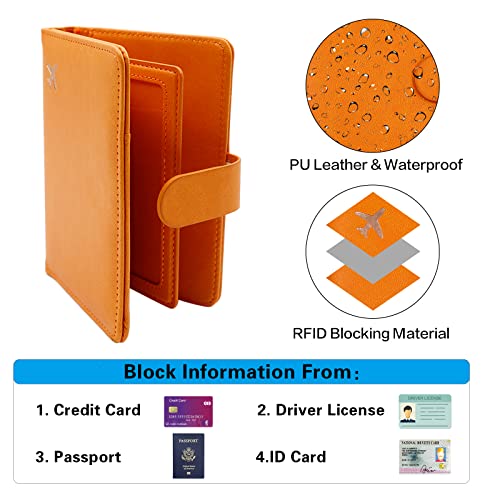 Image of Melsbrinna Rfid Passport Holder for Travel women /Men, Cute Passport Wallet Rfid Blocking Card Slots, Rfid Passport Cover /CaseTravel Wallet, Passport Book Holder (1, Orange)