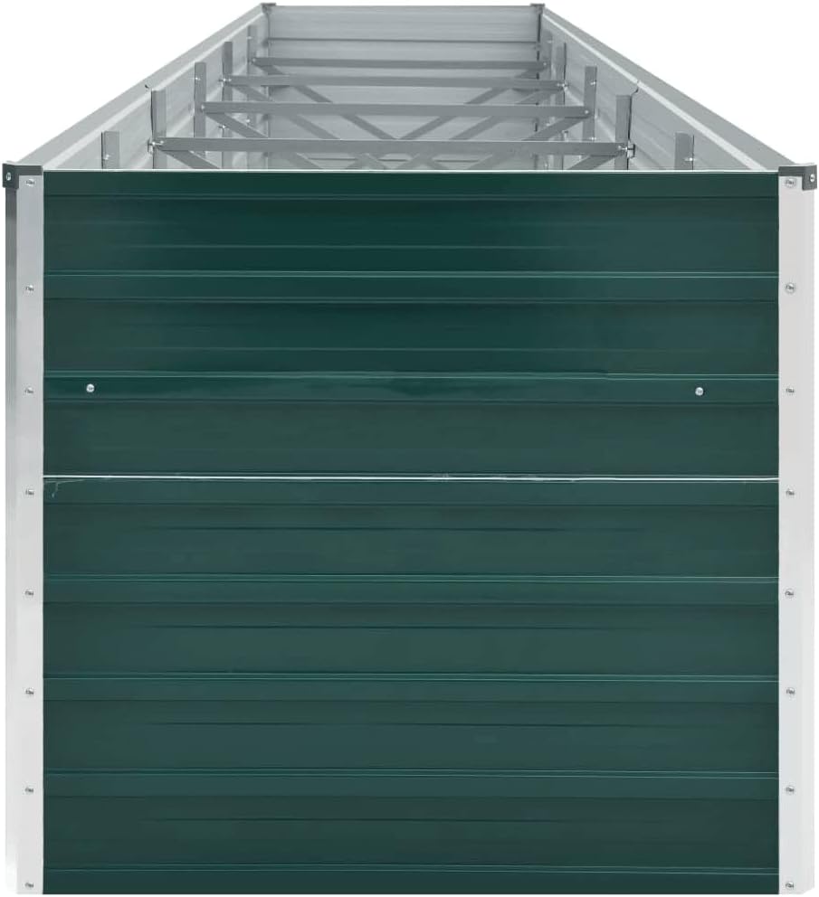vidaXL Galvanised Steel Garden Raised Bed 480x77cm - Spacious Outdoor Planter Box for Vegetables/Flowers/Herbs, Weather-Resistant, Green
