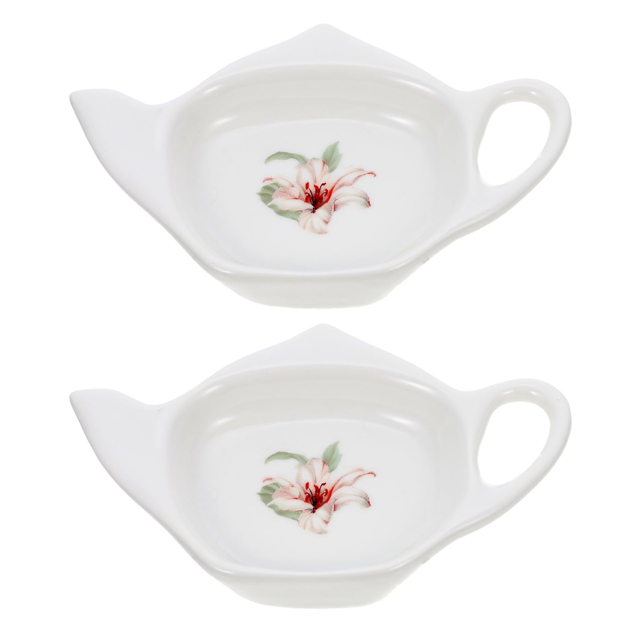 Repose-sachet de thé en céramique blanche DOITOOL lot de 2 coupelles en forme de théière