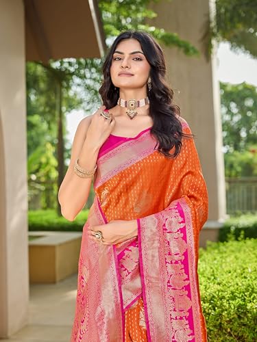 MANOHARI orange banarasi silk saree – image 6