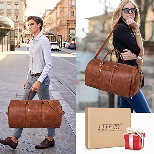 Garment Bag For Travel Leather Convertible Carry On Garment Duffel Bag For Men Travel Waterproof Large Weekender Bag For Women Men 2 In 1 Hanging Suitcase Suit Dress Business Travel Bag 3Pcs Set #TOP6