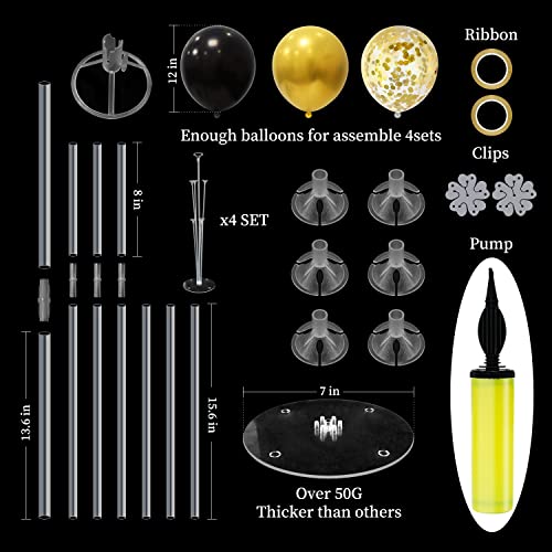 4Set Balloon Stand, Balloon Centerpieces For Tables, Black And Gold Party Decorations For Birthday Wedding Anniversary Father's Day Halloween Christmas Graduation 2023(Black And Gold) #TOP13