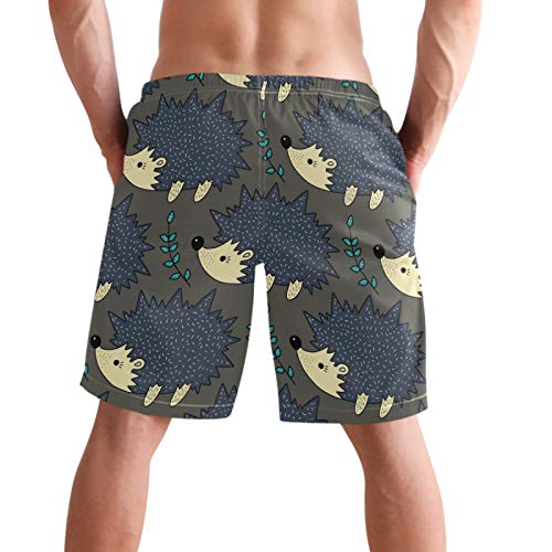 visesunny Men's Beach Short Swim Trunks Vintage Cute Hedgehog Sports Running Bathing Suits2