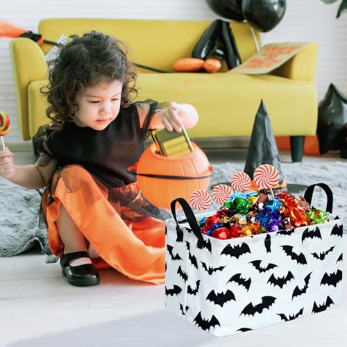 Image of Kid Clothes Storage Basket Gift Shelf Basket Toy Storage Bin, Nursery Basket Organizer Box for With Handles for Room Deco Bat Pattern