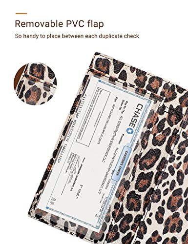 Zreal Checkbook Cover For Men & Women, 2 Pack Premium Vegan Leather Checkbook Holder Slim Wallets For Top & Side Tear Duplicate Checks With Rfid Blocking (Dark & Light Leopard) #TOP4