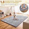 Baby Play Mat for Floor: Soft Support & Plush Feel Nursery Rug - Non Slip Crawling Pad for Toddler,Infant - 1.3'' Thick 47 x 47 Playpen Mat with Washable Removable Coth Cover (Light Grey, 47''x 47'') #2