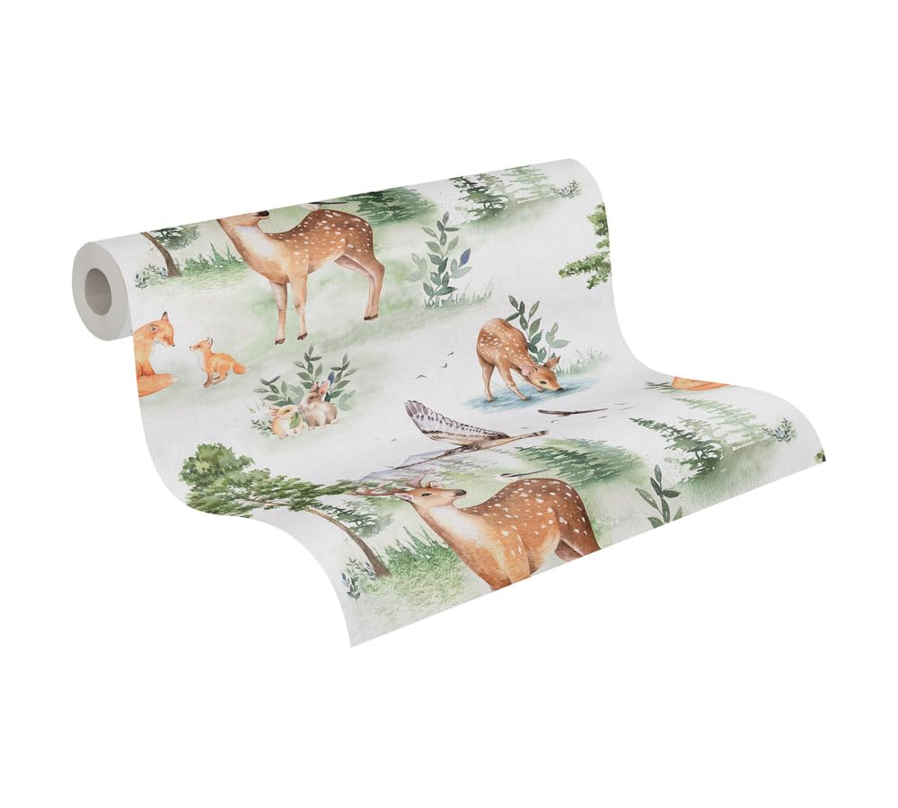 Papier peint animaux de la forêt intissé pour masquer les défauts muraux