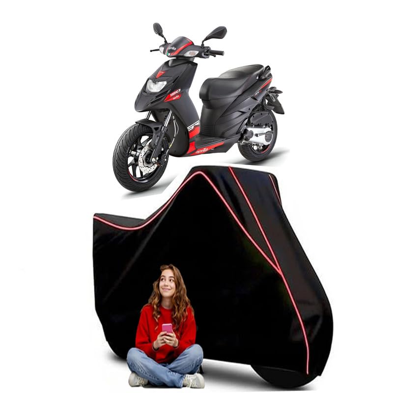 Image of SR 160 Carbon Edition Scooty Bike Cover Water Resistant Outdoor Use Universal Fit Scooters Motorcycles Heavy Duty UV Protection Dust Rain Scratch Resistant Elastic Bottom Black Blue Piping