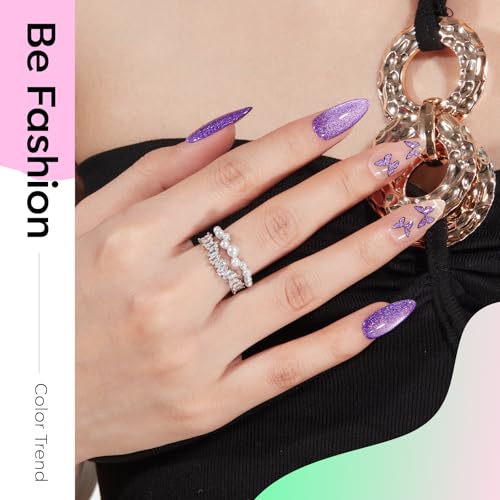Image of modelones Cat Eye Gel Nail Polish, 6 Colors Glitter Summer Red Pink Purple Green Blue Gel Polish Set with Magnet Sparkle Nail Gel Polish Kit Soak Off Led Nail Art Manicure Salon DIY Gifts