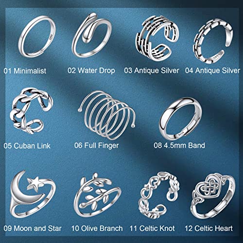 Prosilver Sterling Plain Silver Rings Anniversary Band For Women Male Mens Wedding Bands Adjustable Ring #TOP6