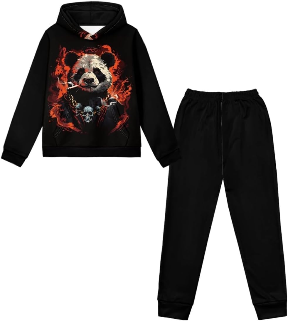 GLUDEAR Boys Girls Funny Animal Axolotl Print 2Pcs Pullover Sweatshirt Hoodies and Pants Set