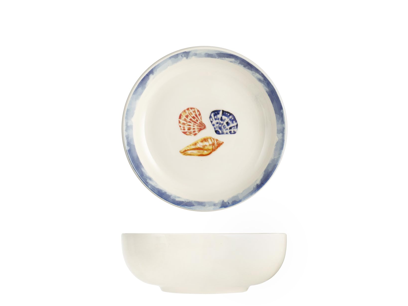 H&H – Vajilla de 18 piezas Playa, stoneware decorado, platos llanos, hondos y de postre, apta para microondas y lavavajillas