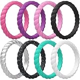 ThunderFit Women Swivel Rings 8 Pack Thin Silicone Wedding Rings