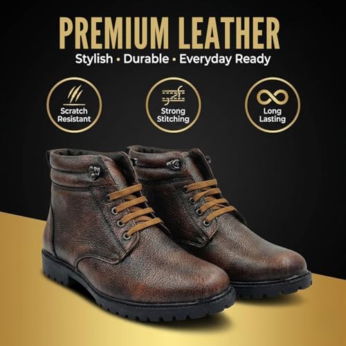 Image of Dvoy'X Men's Stylish Ankle Boots for Man | Premium Leather Look Lace-Up Boots | Super Comfortable Cushioned Sole | Casual & Formal Wear | Durable Affordable Everyday Footwear |