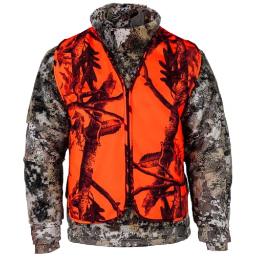 Camo Orange Hunting Vest, Hi-Vis Ultra-Quiet Waterproof Safety Vest, XXL