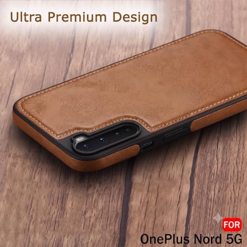 Image of MOBILOVE PU Leather Flexible Shockproof Design Back Case Cover for | OnePlus Nord (2020) (Brown)