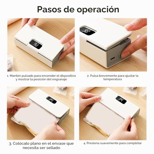 Miniatura 2 de Mini Sellador Magnético De Bolsas Para Frigorífico Con 6 Ajustes De Temperatura Ajustables, Sellador Portátil De Bolsas Con Cortador Oculto Para Aperitivos, Café, Almacenamiento De Alimentos, Co