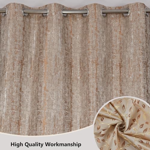 Image of FRESH FROM LOOM Window Floral Blackout Curtains 5 Feet Long,High Tenacity Yarn Polyester Grommet Weaved Premium Screens for Home Office,Prada for Living Room Bedroom,Hypoallergenic(Set of 3,Beige)