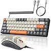 ZIYOU LANG RK-T8PR0 Wired 65% Mechanical Gaming Keyboard and Mouse Combo with RGB Backlit Anti-ghosting TKL Mini 68 Key Coiled C to A Cable Tactile Blue Switch for PS4 PS5 Xbox PC Mac Gamer(Dark Gray)