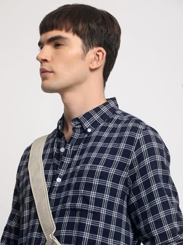 Image of THE BEAR HOUSE Men's Cotton Striped Slim Fit Casual Shirt