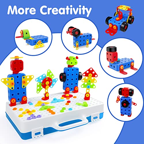 Aotipol A8DS Stem Toys 232 Pcs Drill Set Building Blocks, Diy Educational Construction Engineering Toys, Creative Mosaic Electric Drill Set Gift For Age 3-8 Years Old Boys Kids thumb #2
