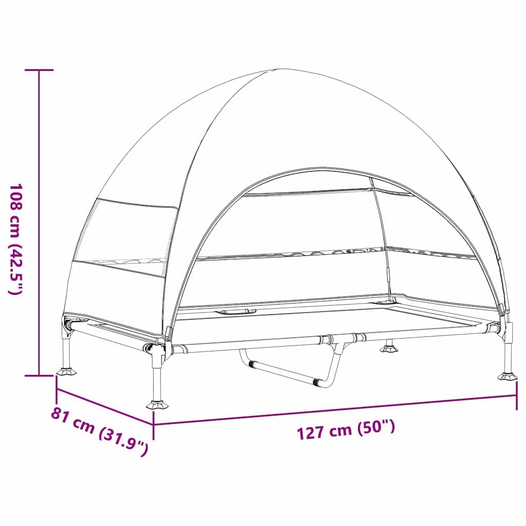 Cuccia rialzata per cani, in tessuto e acciaio, 127 x 81 x 108 cm, con design pieghevole, supporto stabile, traspirante, per giardino, terrazza, viaggi, comfort e tranquillità