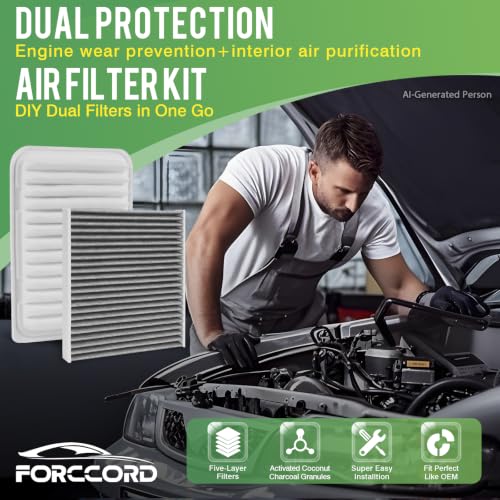 Image of Cabin & Engine Air Filter Kit for Toyota Corolla 2009-2019, Yaris 2007-2018