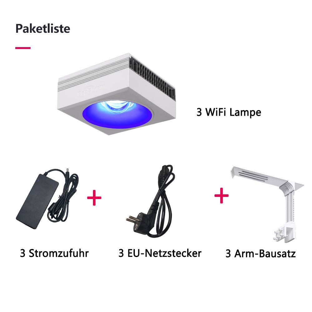 PopBloom RL90 LED Aquarium LED Beleuchtung, Vollspektrum Aquarium Lampe, Salzwasser Licht für Korallen, Riffe, 150-180cm Meerwasser Aquariums (Für 150x60cm Meerwasseraquarium)