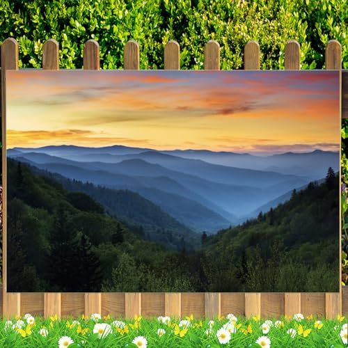 Fondo Fotográfico de Tela 7x5ft Montaña Amanecer miniatura 2