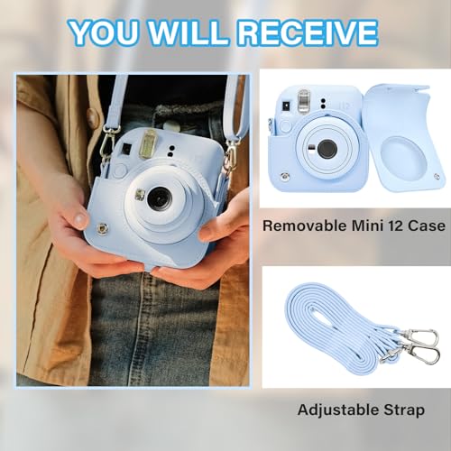 Funda para Cámara Fuji Instax Mini 12 Azul Pastel miniatura 5