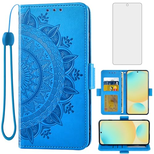 Coque Samsung S24 FE 5G étui portefeuille Asuwish protection écran verre rabat