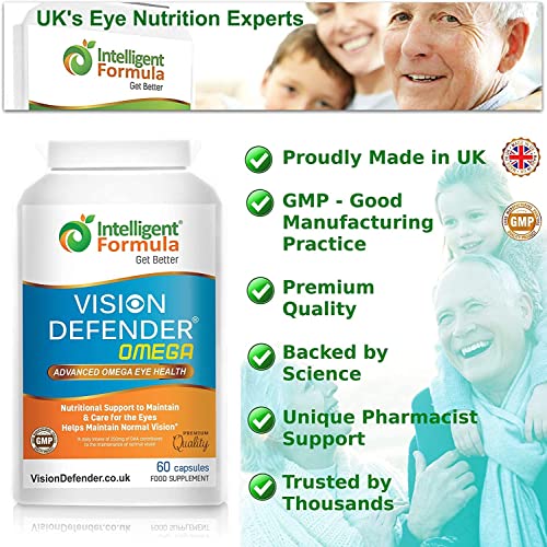 Vision Defender Eye Vitamins Supplement: Everyday General Eye-Health Bundle Containing 2 Products: Mac & Omega (90 Days Supply). Includes Carotenoids Lutein, Zeaxanthin, Omega-3 (Dha, Epa). Made In Uk #TOP2