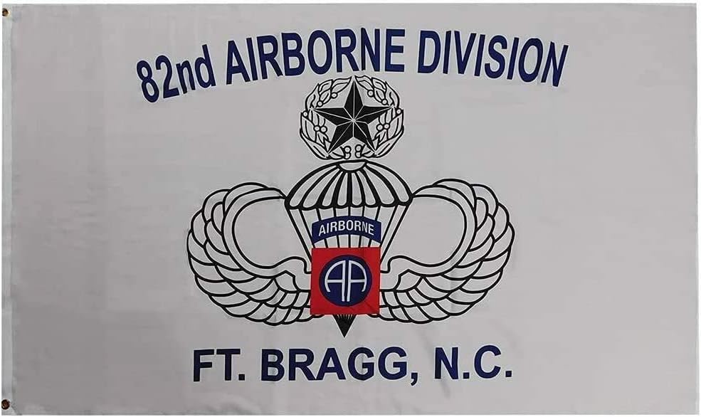 82nd Airborne Division Ft. Bragg, N.C. Parawing White 3'x5' Poly Flag Banner (Coordinate a House Flag with matching Garden Flags)